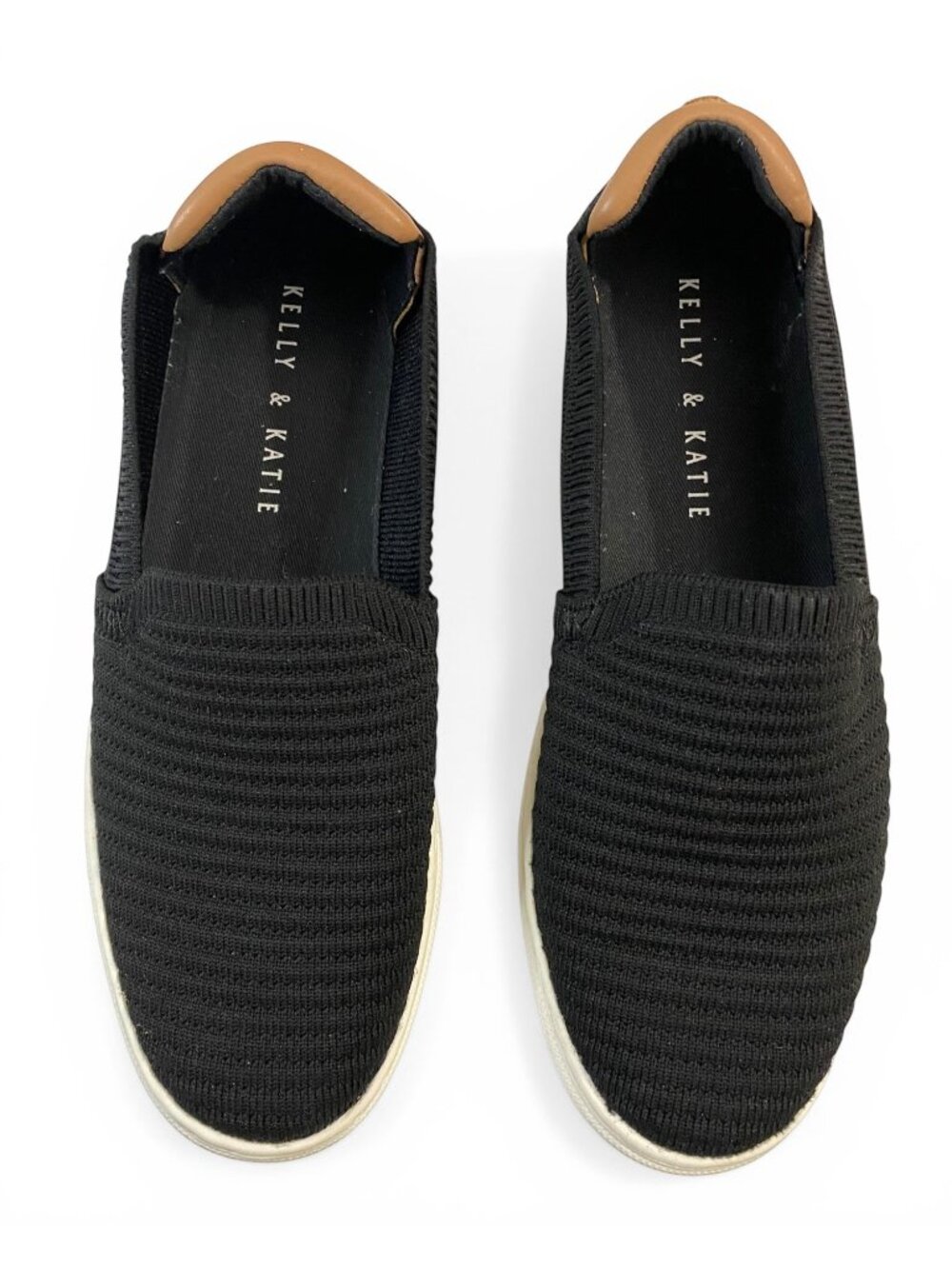 Kelly & Katie Black Knit Slip On Sneakers Womens Size 7M Casual Comfort Shoes - Picture 4 of 10